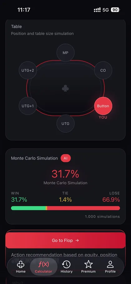 Poker AI - Manual calculator