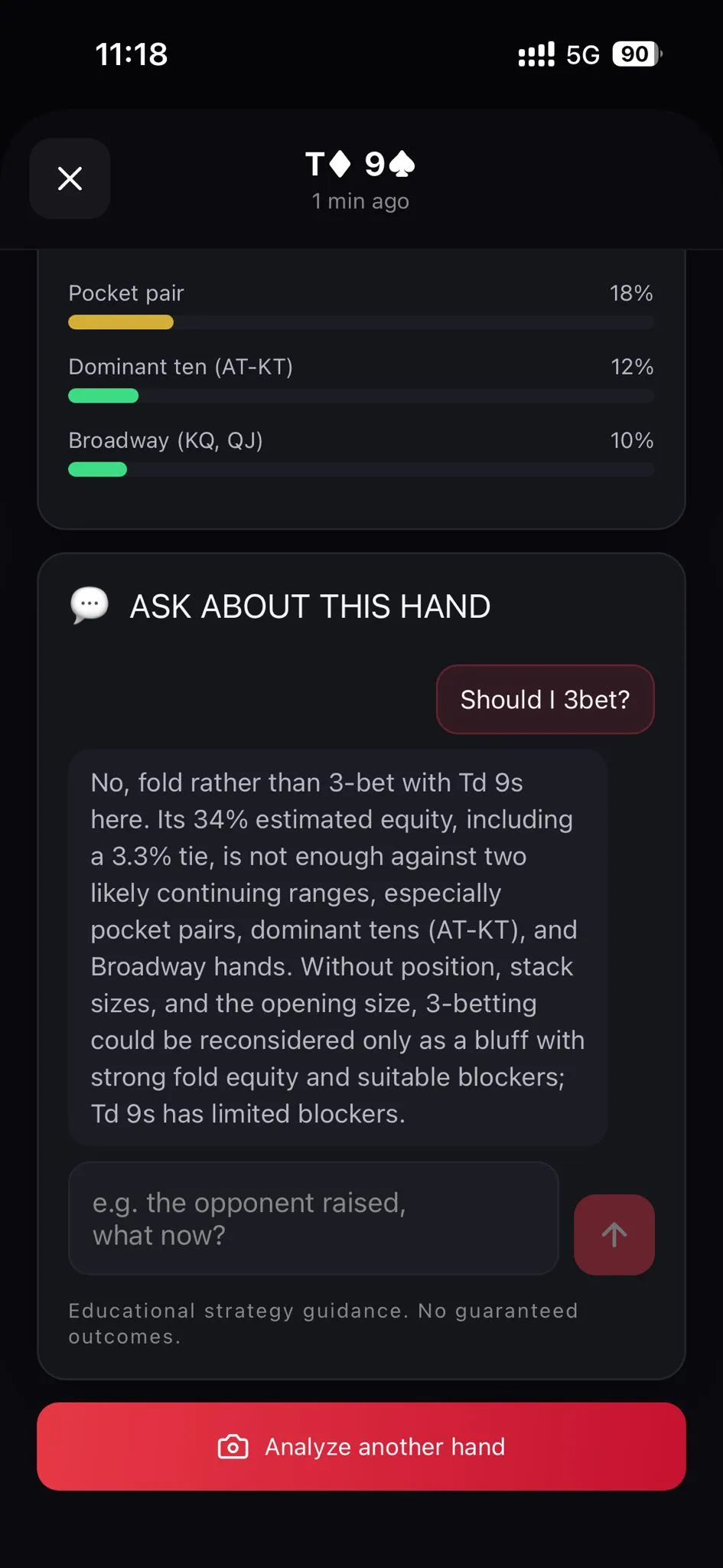 Ask about the hand
