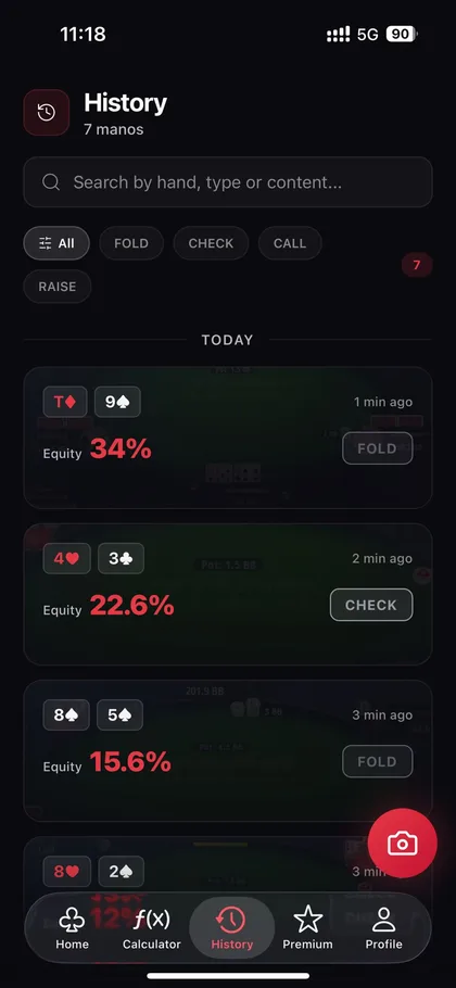 Poker AI - Hand history